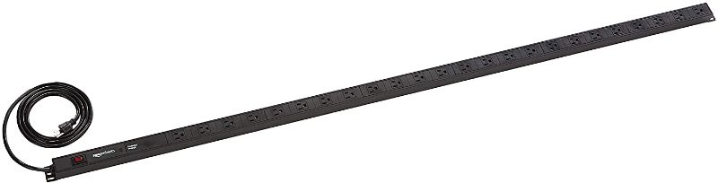 Photo 1 of Amazon Basics Heavy Duty Metal Surge Protector Power Strip with Mounting Brackets - 24-Outlet, 840-Joule (15A On/Off Circuit Breaker)
//TESTED POWER ON 