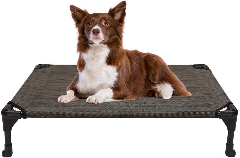 Photo 1 of  Elevated Dog Bed, Portable Raised Pet Cot with Washable & Breathable Mesh, No-Slip Rubber Feet for Indoor & Outdoor Use, Medium, Brown
