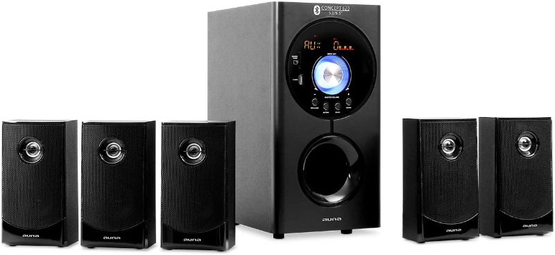 Photo 1 of AUNA Areal Active 620, 5.1 Channel Loudspeaker System, Home Entertainment System, Radio Tuner, Connections: USB/SD/AUX/RCA Output + Input, 90 watts RMS, Bluetooth, Black
