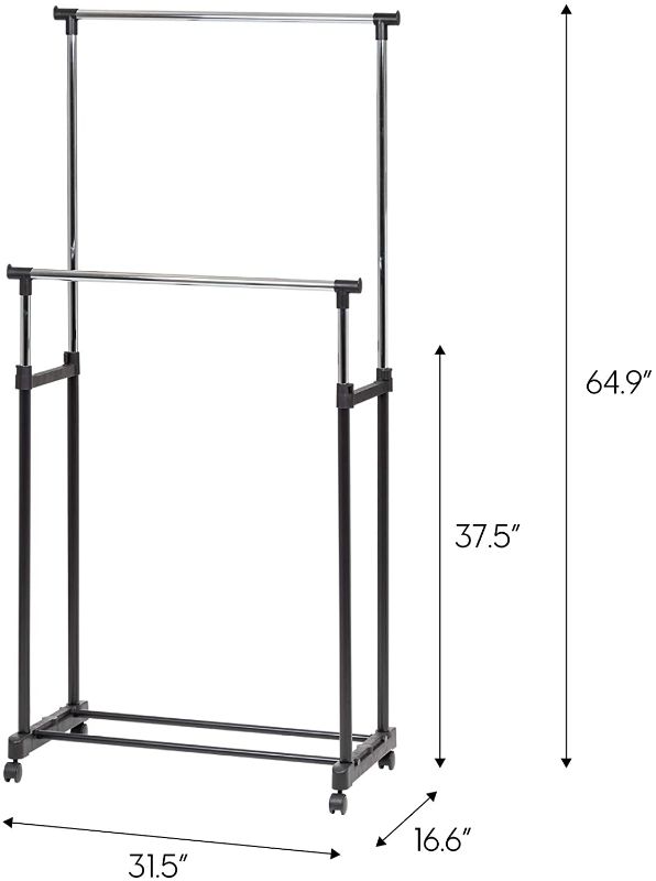 Photo 1 of IRIS USA AGR-2 Garment Wheels, Clothing Rack, Hanger, Double-Rod, Black
//NEW //PREVIOUSLY OPEN