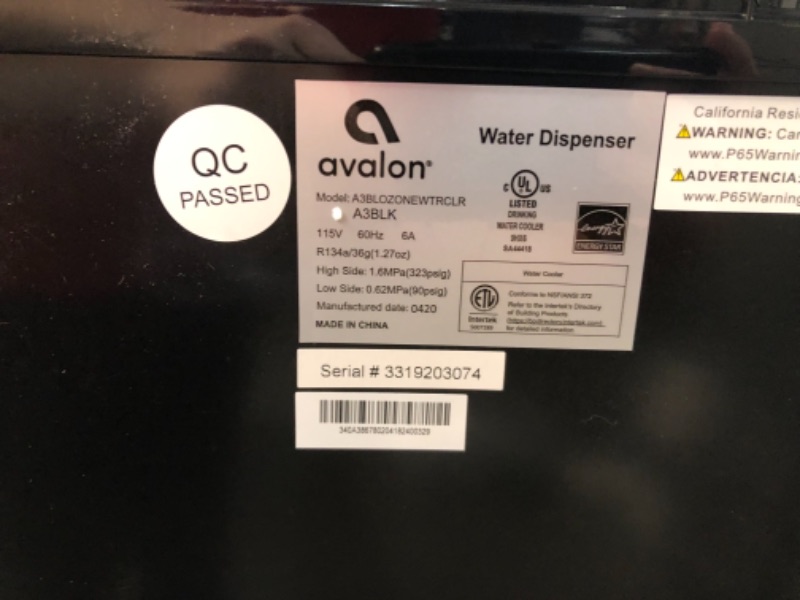 Photo 3 of Avalon A3blk Self Cleaning Bottom Loading Water Cooler Dispenser - Black
//new