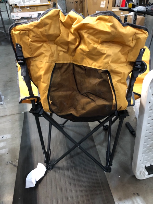 Photo 3 of ARROWHEAD OUTDOOR Portable Folding Hybrid 2-in1 Camping Chair, Adjustable Recline, Vent, Padding, Cup Holder & Storage Pouch, Heavy-Duty, Oversize, Supports 300lbs, Includes Bag, USA-Based Support
//bag is ripped shown in picture