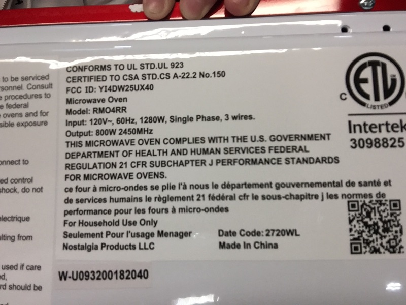 Photo 5 of  Nostalgia RMO4RR Retro Large 0.9 cu ft, 800-Watt Countertop Microwave Oven, 12 Pre-Programmed Cooking Settings, Digital Clock, Easy Clean Interior, Metallic Red
//tested power on //back is dented 