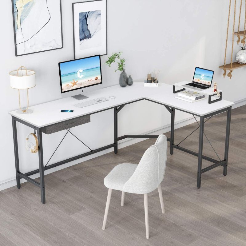 Photo 1 of CubiCubi L Shaped Desk Computer Corner Desk, Home Office Gaming Table, Sturdy Writing Workstation with Small Table, Space-Saving, Easy to Assemble
