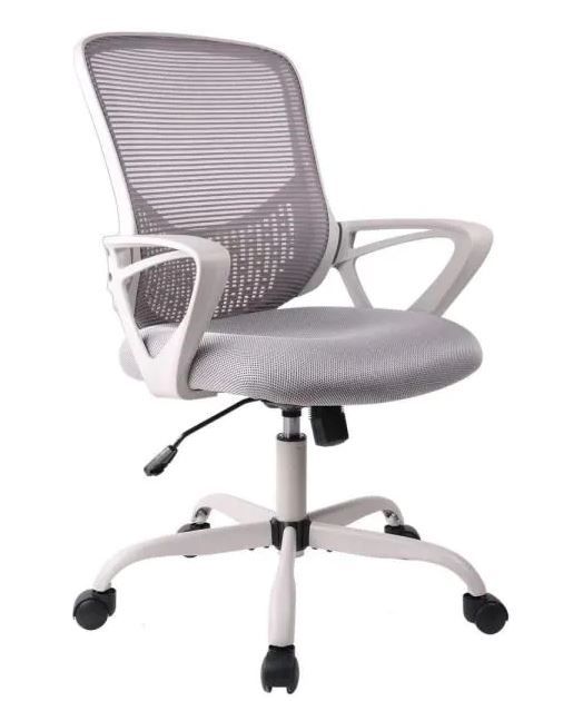 Photo 1 of Gray Office Task Desk Chair Swivel Home Comfort Chairs with Flip-up Arms and Adjustable Height
