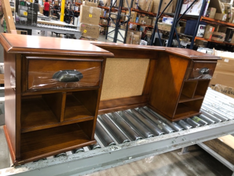 Photo 1 of Wall Mounted Desk Hutch with Door, Modern Floating Console Media Cabinet-walnut ---48"x 16"