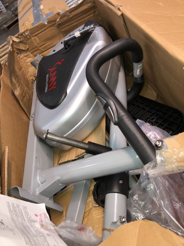 Photo 3 of Sunny Health & Fitness SF-E905 Elliptical Machine Cross Trainer with 8 Level Resistance and Digital Monitor , Gray, White, 28 L x 17 W x 57 H
