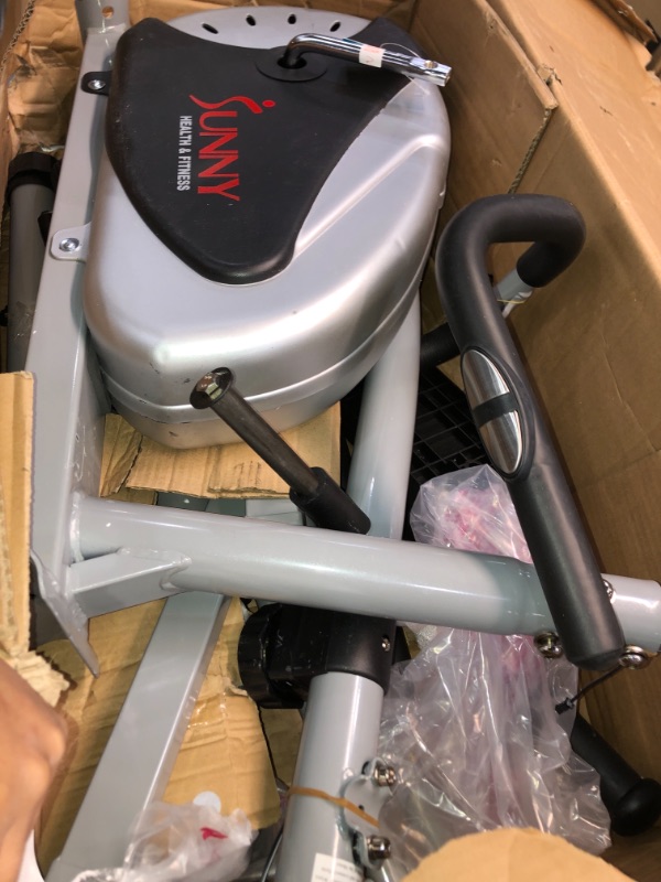 Photo 2 of Sunny Health & Fitness SF-E905 Elliptical Machine Cross Trainer with 8 Level Resistance and Digital Monitor , Gray, White, 28 L x 17 W x 57 H
