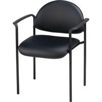 Photo 1 of Lorell Reception Guest Chair - Black Vinyl Seat - Vinyl Back - Steel Frame - Four-legged Base - Black - 1 Each
