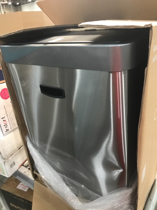 Photo 2 of EKO Mirage-X 47 Liter / 12.4 Gallon Touchless Rectangular Motion Sensor Trash Can with Removable Liner, Brushed Stainless Steel Finish
