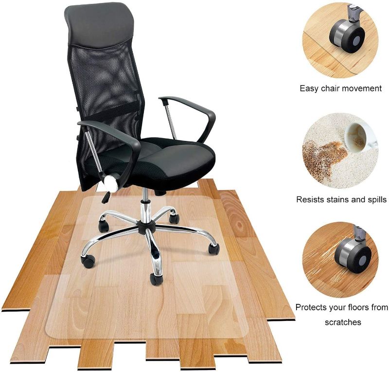 Photo 1 of 36 X 48, Plastic Mat for Office Chair Easy Glide on Hard Floors, Clear Computer Chair Mat Office Floor Mat Protector for Wood Floors