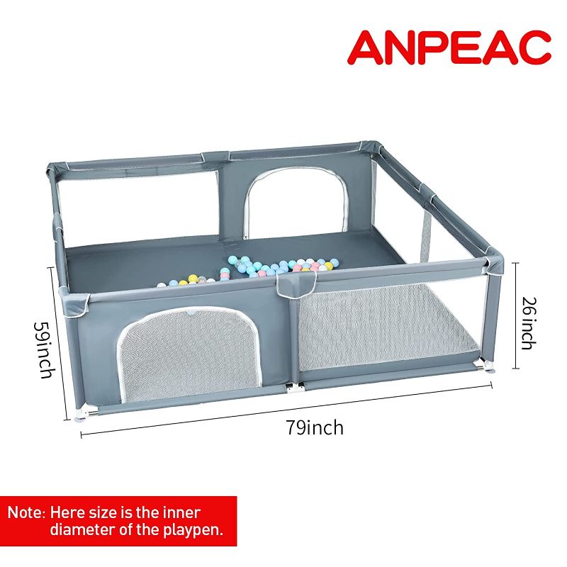 Photo 1 of ANPEAC Baby Playpen, Kids Extra Large Playard for Babies with 2 Gates 50 Balls,Indoor & Outdoor Kids Activity Center,Sturdy Safety Playard for Toddler Infant,Childs's Fences Play Pen Area
**PREVIOUSLY OPENED, NOT USED**
