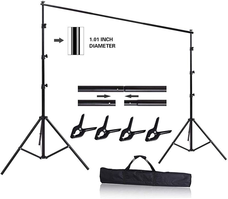 Photo 1 of  10ft x 8.5ft Adjustable Photography Backdrop Support System Photo Video Studio Muslin Background Stand Kit with Carry Bag
