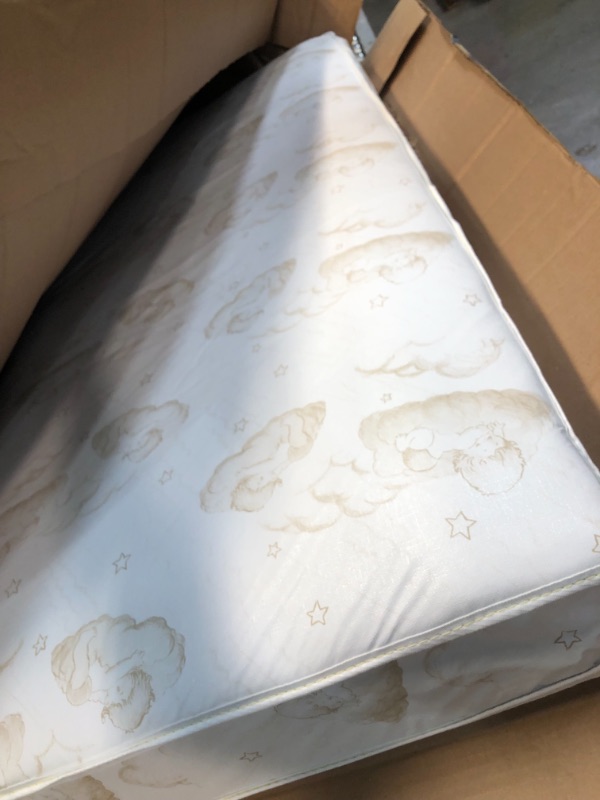 Photo 2 of Dream On Me Twilight 5” 80 Coil Inner Spring Crib and Toddler Mattress I Greenguard Gold Certified I JPMA Certified, Brown Clouds
**PREVIOUSLY USED, SMALL TEAR ON MATTRESS REFER TO PHOTO**
