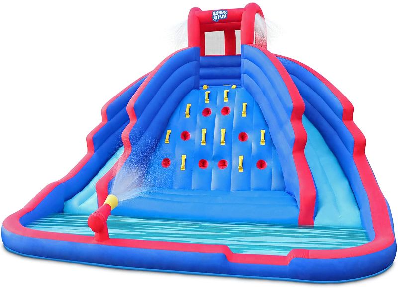 Photo 1 of Deluxe Inflatable Water Slide Park – Heavy-Duty Nylon Bouncy Station for Outdoor Fun - Climbing Wall, Two Slides & Splash Pool – Easy to Set Up & Inflate with Included Air Pump & Carrying Case
**PREVIOUSLY USED**