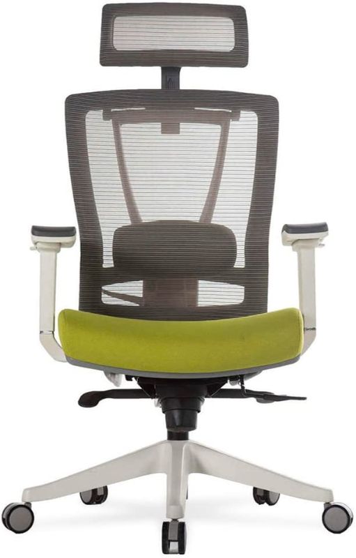 Photo 1 of Autonomous Premium 2021 Ergonomic Office Chair: Lumbar Support, Adjustable Seat, Headrest, and Armrests, Executive Swivel, Responsive Mesh Back, Thick Cushion, 350 lbs Capacity, Medium, Green - Grey
