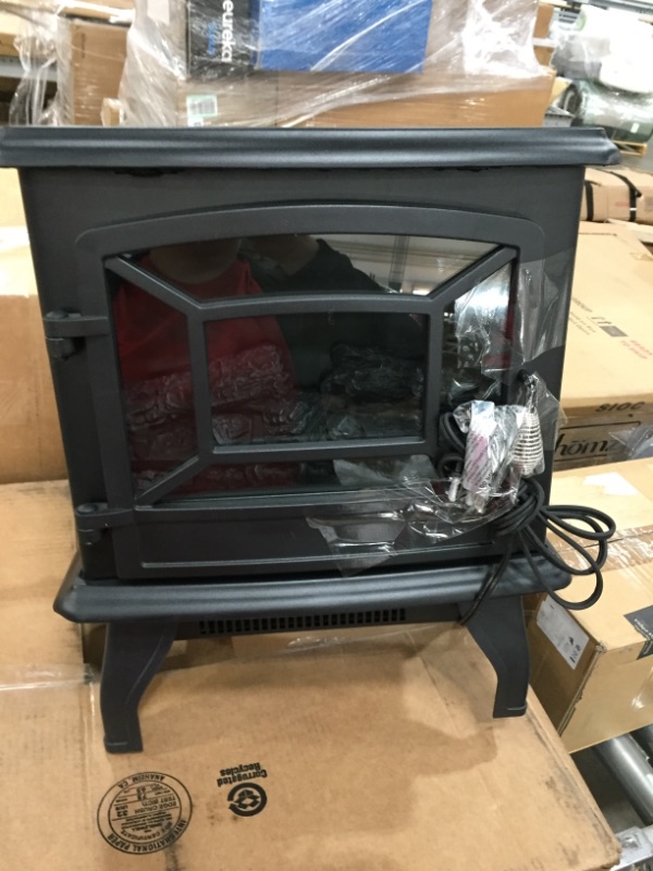 Photo 1 of  Freestanding Infrared Quartz Fireplace Stove with Remote Control 1500W, Black
