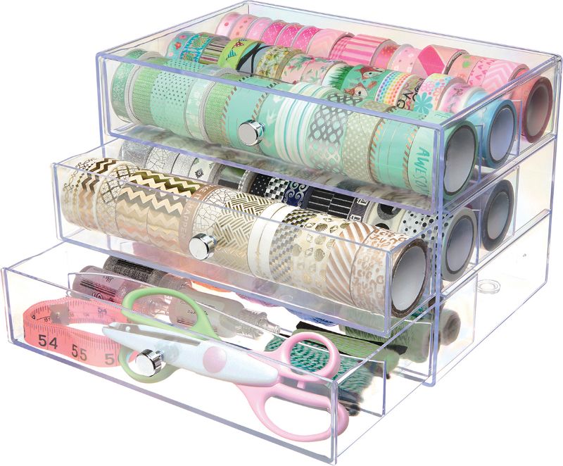 Photo 1 of Deflecto Washi Tape Storage Cube-Clear, 10"Wx7"Hx6.8"D