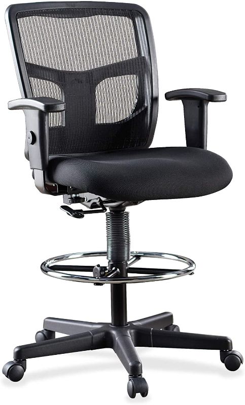 Photo 1 of Lorell LLR86801 Ratchet Mesh Mid-Back Stool Chair 2.6" Height X 75.8" Width X 27.3" Length Black
