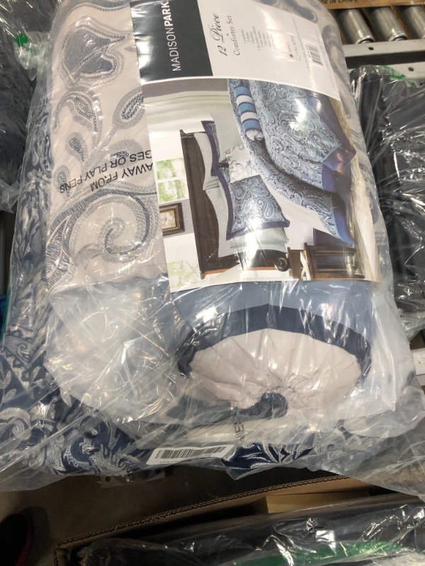 Photo 1 of 12pc King Charlotte Jacquard Comforter Set Navy