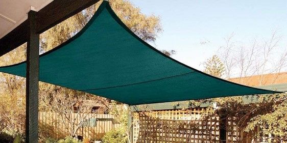 Photo 1 of  24X24FT 185 GSM HDPE Square Sun Shade Sail Canopy 98% Sun Block Outdoor Patio Garden with Hardware Kit (Green)