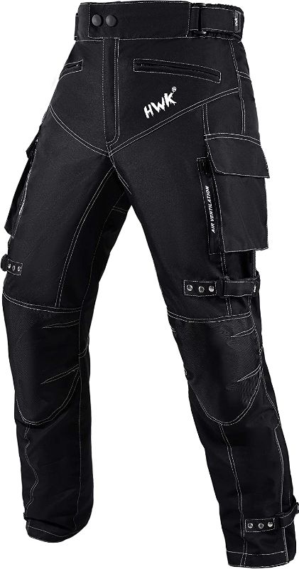 Photo 1 of Motorcycle Pants for Men Dualsport Motocross Motorbike Pant Riding Overpants Enduro Adventure Touring Waterproof CE Armored All-Weather (Waist30''-32'' Inseam32'') Black
