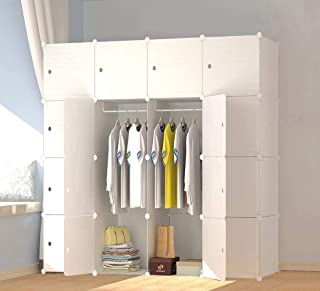 Photo 1 of JOISCOPE Wood Pattern Portable Wardrobe Closet for Hanging Clothes,Combination Armoire, Modular Cabinet for Space Saving, Ideal Storage Organizer Cube for Books, Toys, Towels (16-Cube)
