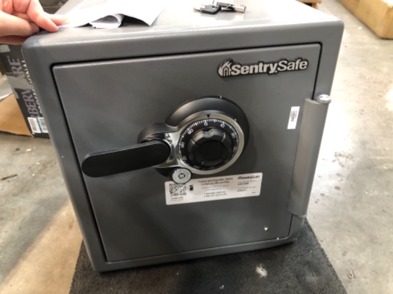 Photo 3 of SentrySafe SFW123DSB Fireproof Safe and Waterproof Safe with Dial Combination 1.23 Cubic Feet Gray
