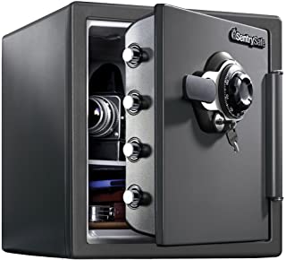 Photo 1 of SentrySafe SFW123DSB Fireproof Safe and Waterproof Safe with Dial Combination 1.23 Cubic Feet Gray
