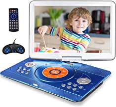 Photo 1 of 16.9" Portable DVD Player with 14.1" Large Swivel Screen, Car DVD Player Portable with 5 Hrs Rechargeable Battery, Mobile DVD Player for Kids, Sync TV, Support USB SD Card with Car Charger (Blue)
