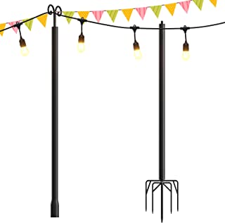 Photo 1 of addlon String Lights Poles for Outdoors (1 x 10ft), Heavy Duty Designed to Use Year-Round for Your Garden, Patio, Wedding, Party, Birthday Decorations-Black
