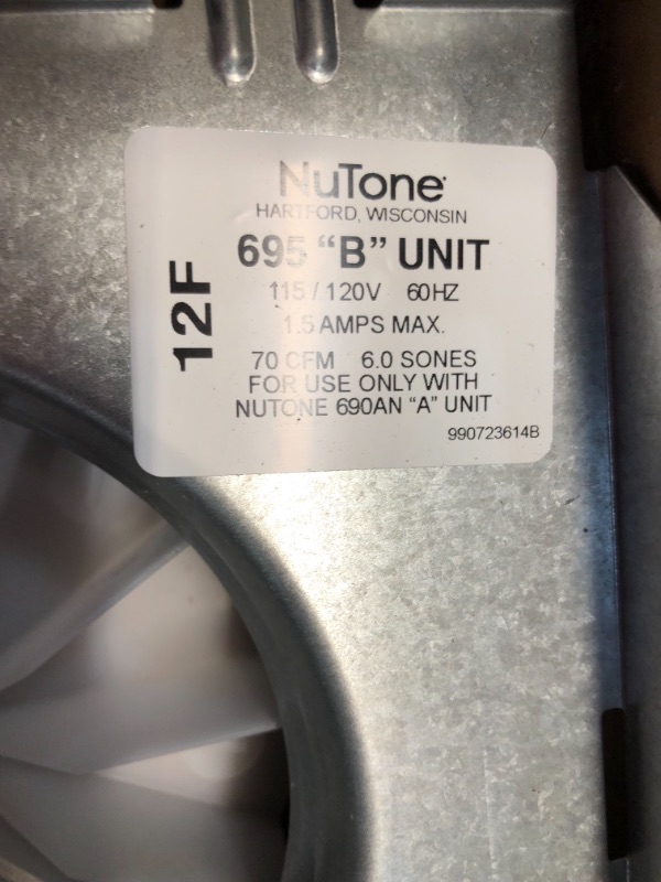 Photo 2 of Broan-NuTone 70 CFM Replacement Motor Wheel for 695A Bathroom Exhaust Fan