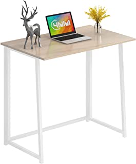 Photo 1 of 4NM 31.5" Small Desk No-Assembly Folding Computer Desk Home Office Desk Study Writing Table for Small Space Offices - Natural and White
