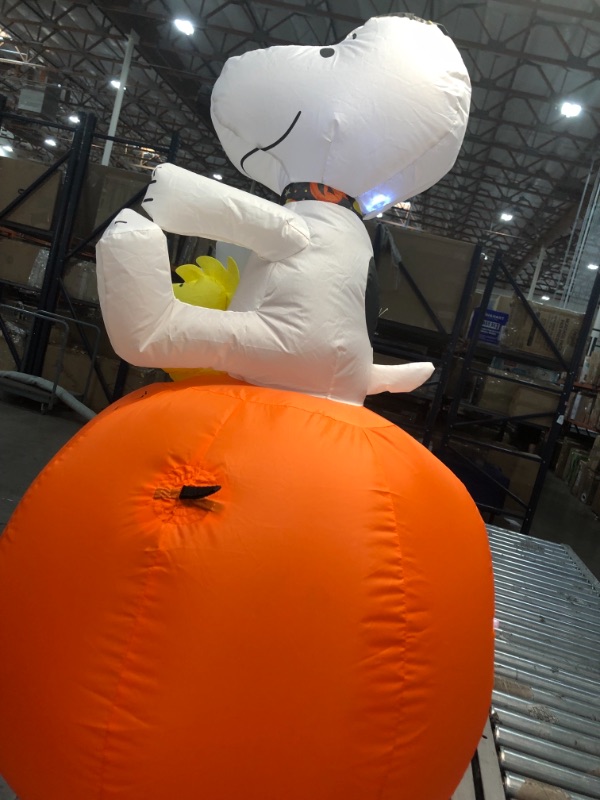 Photo 3 of 3.5 ft. Snoopy with Halloween Collar and Woodstock on Pumpkin Airblown Peanuts Halloween Inflatable
