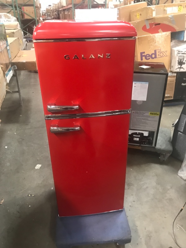 Photo 2 of Galanz - Retro 7.6 Cu. Ft Top Freezer Refrigerator - Red