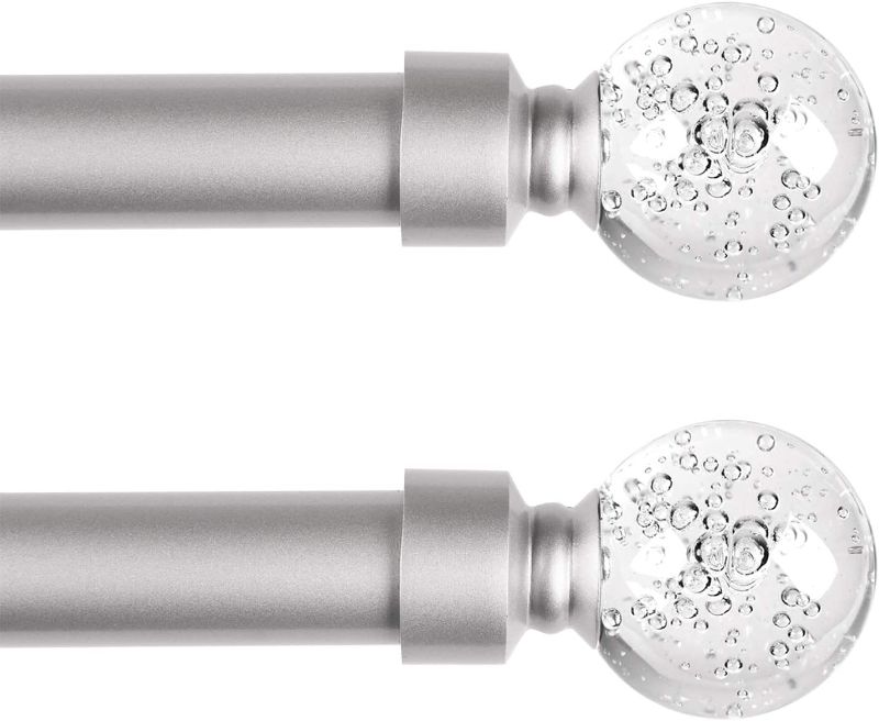 Photo 1 of 
2 Pack 1" Diameter Standard Decorative Window Curtain Rod, Adjustable Length from 48 to 86 Inches, Cafe Window Rods with Bubble Glass Ball Finials,...
Size:48-86" | 2 Pack
Color:Satin Nickel