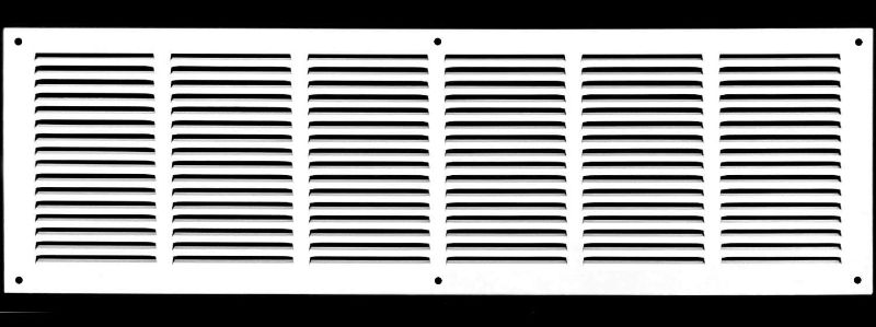 Photo 1 of 
32"w X 8"h Steel Return Air Grilles - Sidewall and Ceiling - HVAC Duct Cover - White [Outer Dimensions: 31.75"w X 9.75"h]