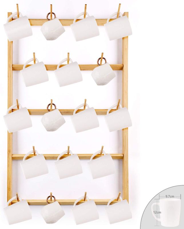 Photo 1 of 
HOMEKOKO Large Bamboo Mug Rack, Wall Mounted Coffee Cup Holder, Storage Display Organizer with 18 Hooks
Size:Large