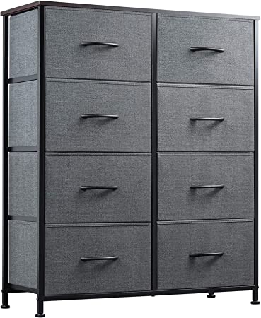 Photo 2 of 
Dresser with 4 Drawers - Tall Storage Tower Unit Organizer for Bedroom, Hallway, Closet, College Dorm - Chest Drawer for Clothes, Steel Frame, Wood Top,...
Color:Charcoal / Black
UNKNOWN OF MODEL AND SIZE