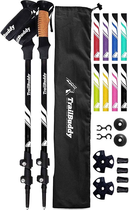 Photo 1 of 
TrailBuddy Collapsible Hiking Poles - Pack of 2 Trekking Poles for Hiking, Camping & Backpacking - Lightweight, Adjustable Aluminum Walking Sticks w/...
Color:Raven Black