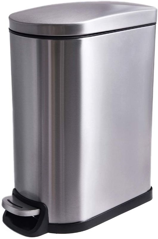 Photo 1 of 
CLTEC 10 Liter/2.6Gal Small Bathroom Trash Can with Lid Soft Close and Removable Inner Wastebasket, Slim Garbage Can, Step Trash Can for Bedroom Office Kids...
Color:Brushed Stainless Steel