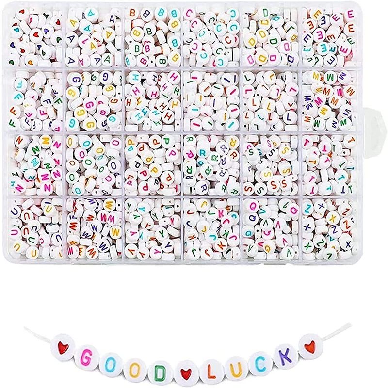 Photo 1 of 
Quefe 1680pcs 4 x 7mm Letter Beads White Round Acrylic Colorful Alphabet Beads for Jewelry Making Bracelets Necklaces Key Chains, Each Letter Included
Color:A-Colored letters