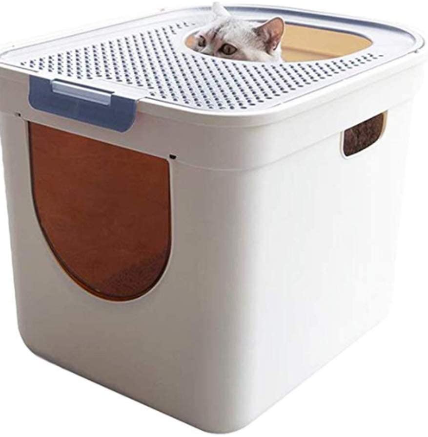 Photo 1 of 
PJDDP Cat Litter Box,Flip Litter Box,Top-Entry Or Front-Entry Configurable,Double-Door Design,Free Cabin Cat Washroom 16 X 20.5 X 15.4Inch
Color:Gray