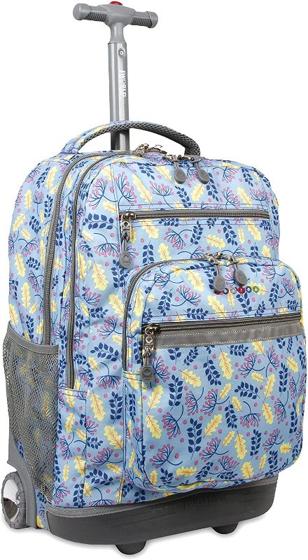 Photo 1 of 
J World New York Sundance Rolling Backpack Girl Boy Roller Bookbag, Sky Leaves, One Size
Size:One Size
Color:Sky Leaves