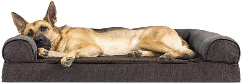 Photo 1 of 
Furhaven Memory Foam Pet Bed for Dogs and Cats - Sofa-Style Sherpa and Chenille Couch Dog Bed with Removable Washable Cover, Coffee, Jumbo (X-Large)