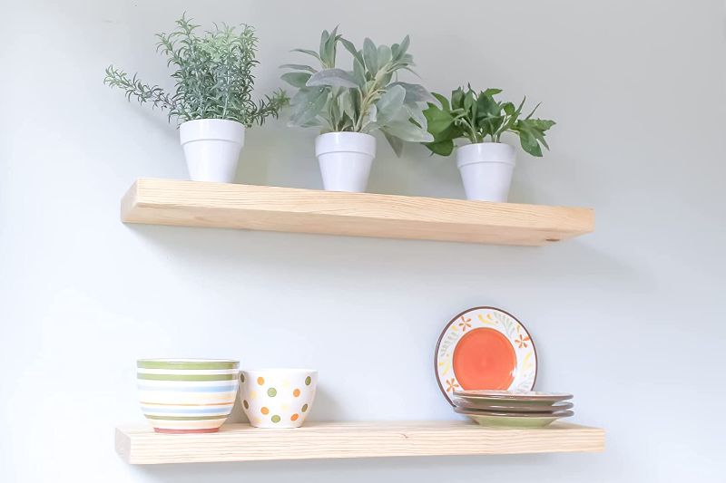 Photo 1 of 
Willow & Grace Wooden Floating Shelves - Natural Rustic Home Decor Bookshelves, Easily Wall Mounted | Perfect Rustic Farmhouse Shelf for Your Bathroom,...
Color:Natural
Size:24 Inch