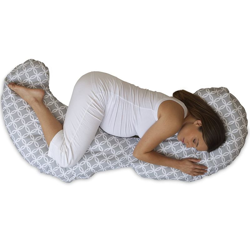 Photo 1 of 
Boppy Total Body Pregnancy Pillow with Removable, Breathable Pillow Cover | Gray and White Ring Toss | Plush Full-Body Support | Prenatal and Postnatal...
Color:Gray/White