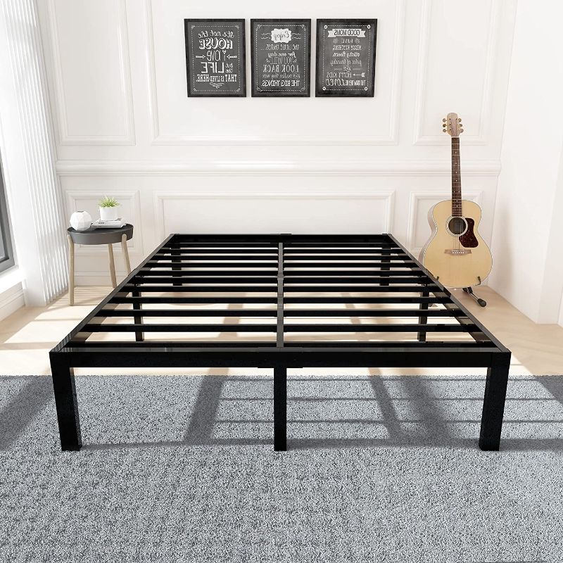 Photo 1 of 45MinST 3500lbs Heavy Duty Bed Frame,14 Inch Sturdy Steel Slat Mattress Foundation, Metal Reinforced Platform Box Spring Replacement, Easy Assembly with Quick Lock, Queen
