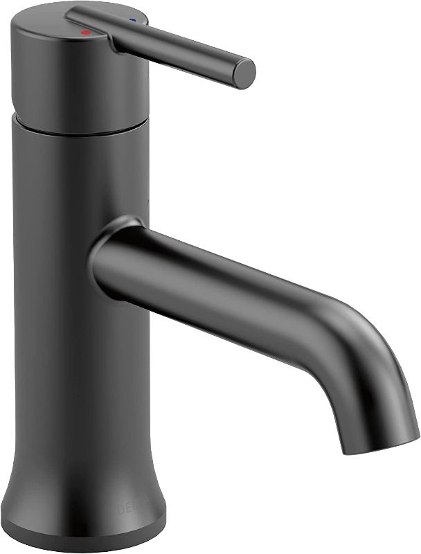 Photo 1 of 
Delta Faucet Trinsic Matte Black Bathroom Faucet, Single Hole Bathroom Faucet, Single Handle Bathroom Faucet, Metal Drain Assembly, Matte Black 559LF-BLMPU