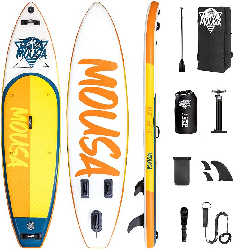 Photo 1 of 
Mousa Inflatable Paddle Board, 10'8'' 33'' 6'' SUP, Camera Mount, 3-Fin Floating Paddleboard Non Slip Deck, Waterproof Phone Bag, Backpack Yoga ISUP, Fast..